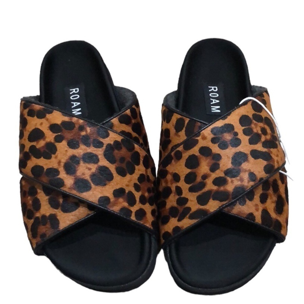 NEW IN BOX NIB Roam Cross Slides Size 37 7 Brown Leopard